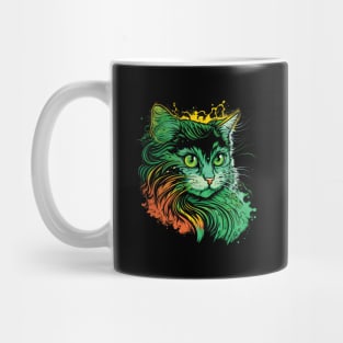 Cat Whimsical Playful Pop Art green Design Mug